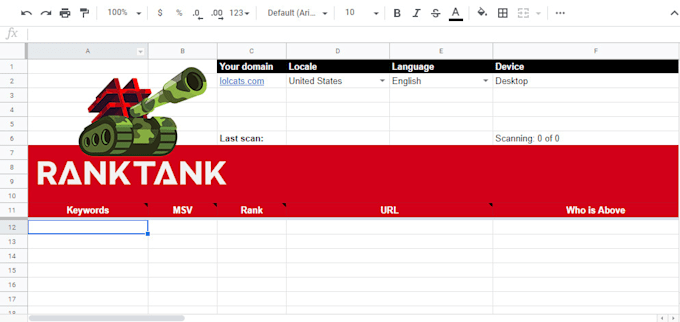 provide google keyword ranking search using ranktank
