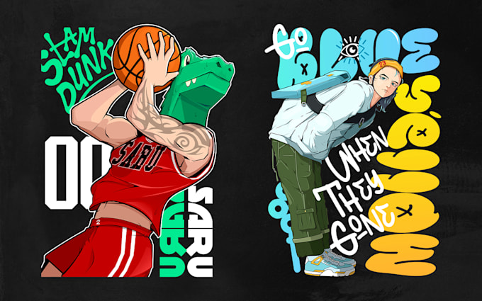 create cartoon style design for your t shirt and hoodie