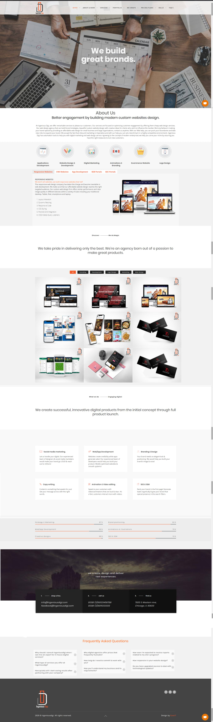 creative responsive one page wordpress website or portfolio