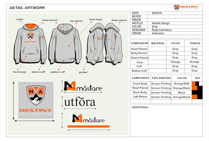 create clothing, fashion techpack design for manufacturing production