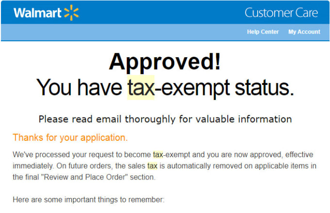 Tax Exemption Walmart Rebate