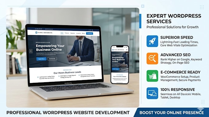design, redesign or develop wordpress website for your business