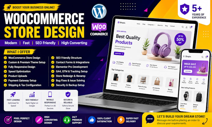 design wordpress website, landing page, ecommerce website with elementor pro