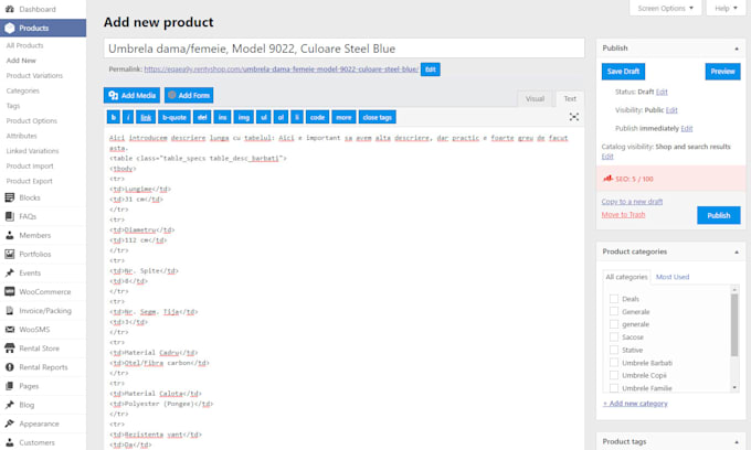 do woocommerce product listing, wordpress, blog post, and ecommerce management