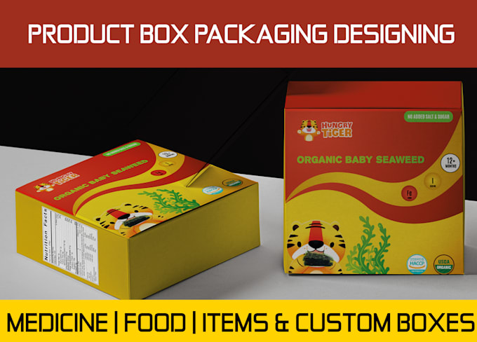 design product packaging box and label