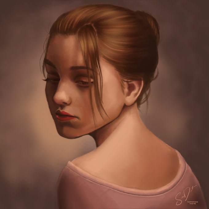 draw a semi realistic digital portrait