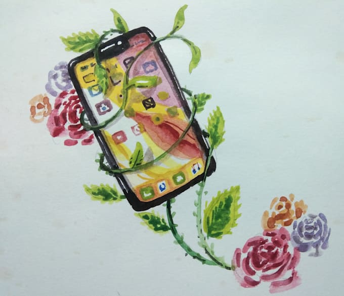 illistrate boho style with watercolor technique,