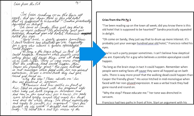 retype handwritten notes and convert PDF to editable word document