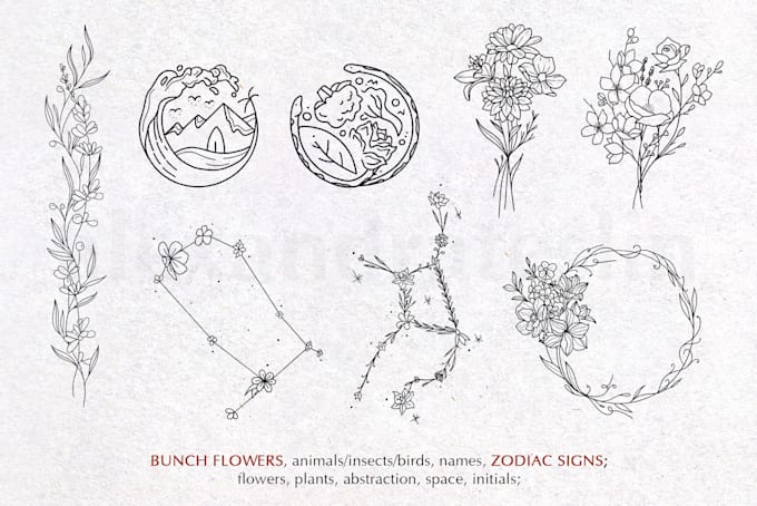 do your minimalistic tattoo design, flower tattoo