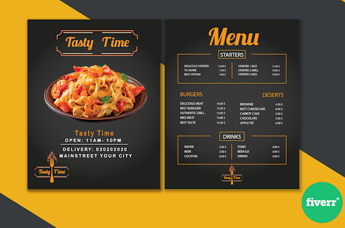 design food menu, restaurant menu