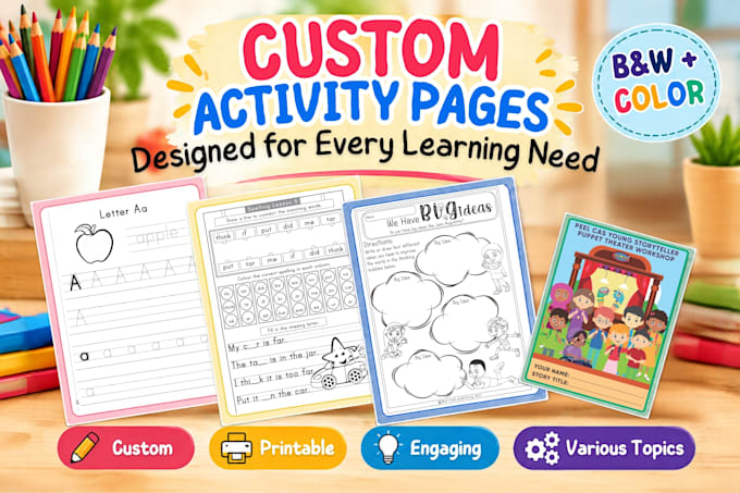 design educational worksheets and activities for kids