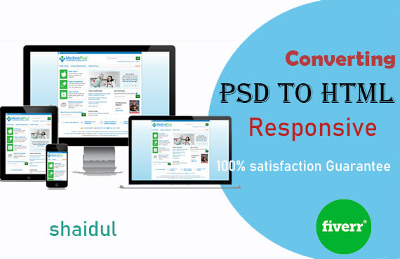 convert responsive website design,  xd, ai, psd to html