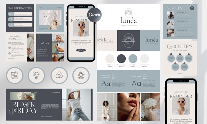create social media branding kit, instagram, pinterest and facebook design