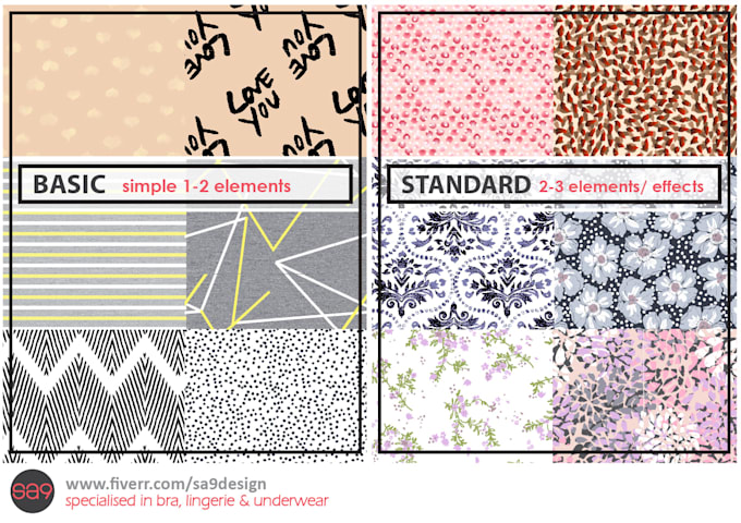design seamless textile print pattern for lingerie