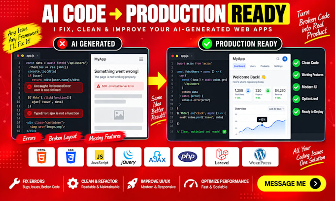 fix and debug your ai generated website or web app