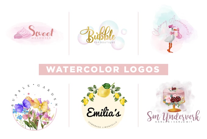 design a feminine hand drawn watercolor logo design