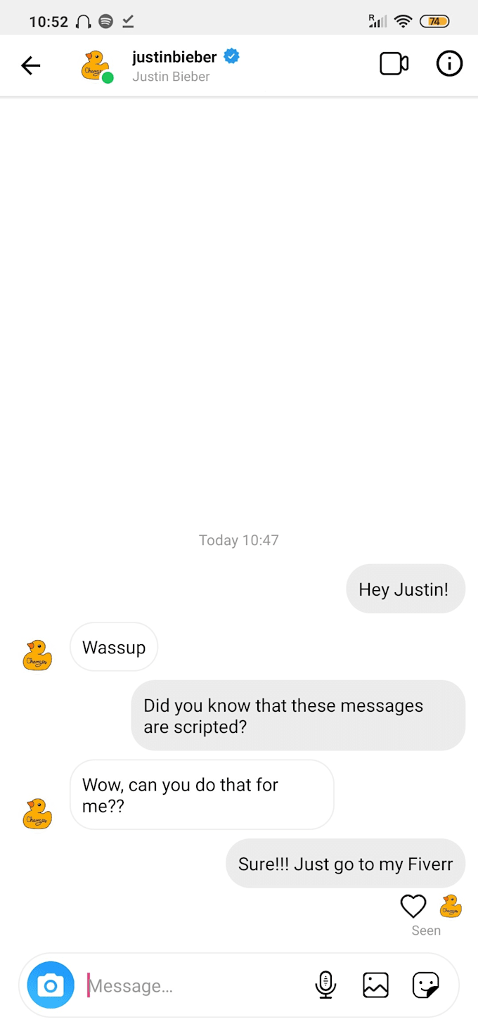 fake celebrity insta dms
