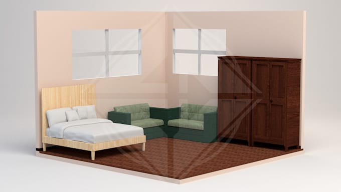 design stunning lowpoly 3d room models