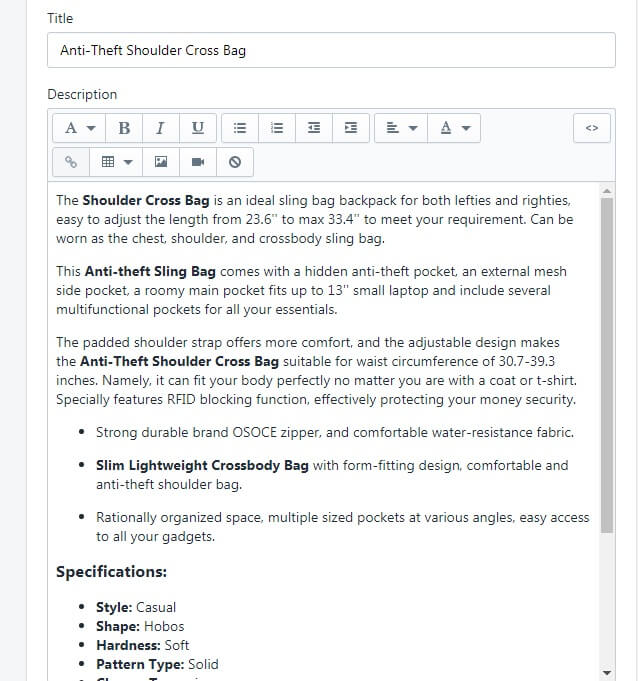 rewrite shopify unique product descriptions that sell