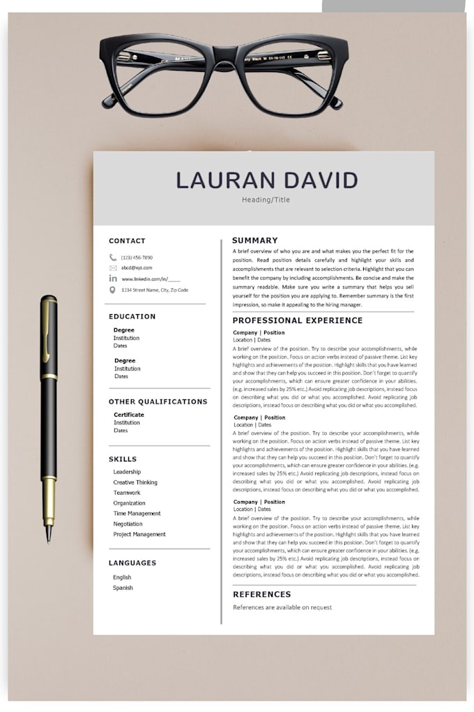 resume template with cover letter
