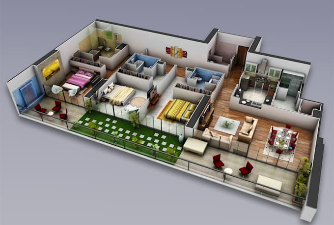 create 3d floor plan rendering and modeling