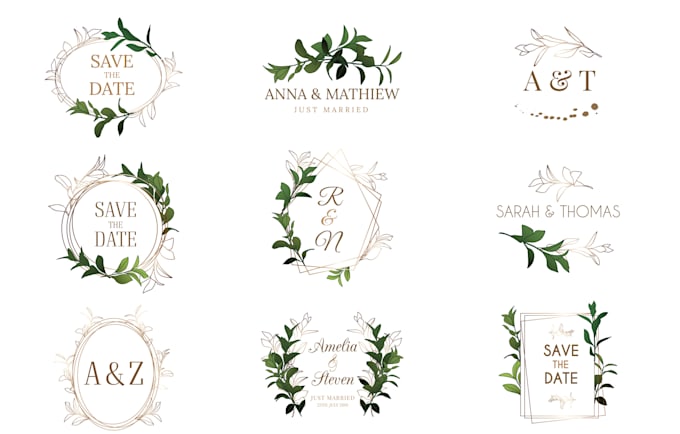 design a custom wedding logo with your names and date