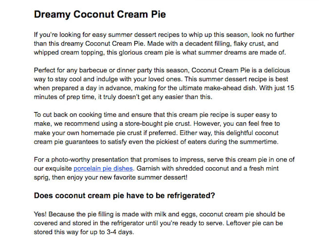 write an SEO optimized food blog post