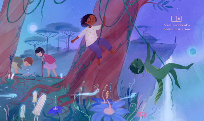 create unique children book illustrations for you