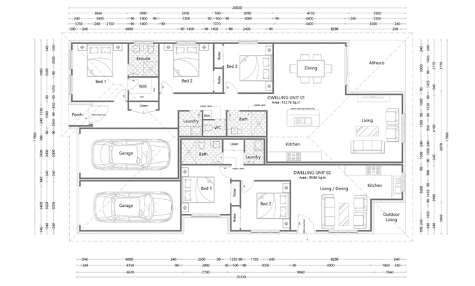 convert and modify sketch, PDF to detailed autocad drawing