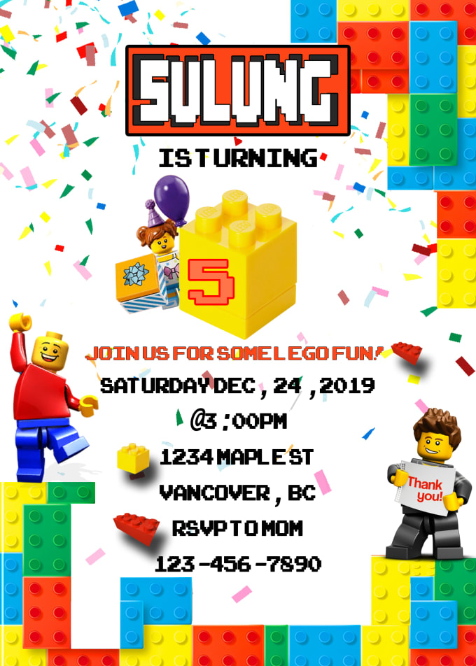 Invito Compleanno Lego  Il Signor Bianconiglio
