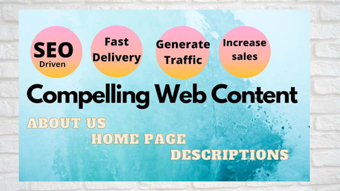 write about us, homepage, terms, and other website content