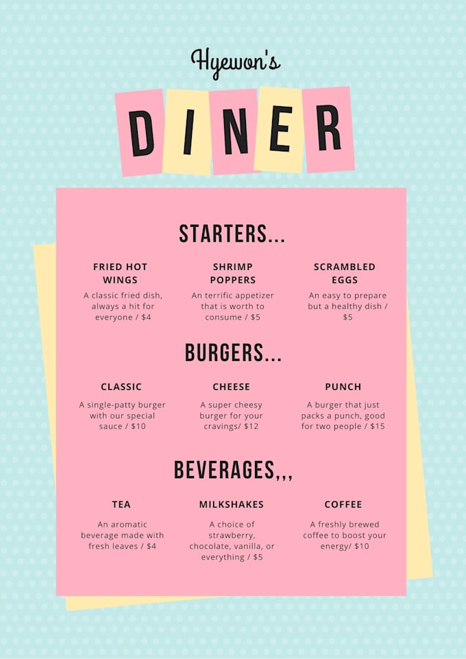 design your food menu
