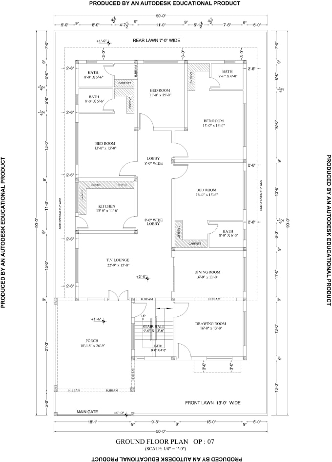 1 Kanal House Plan With Dimensions - Design Talk