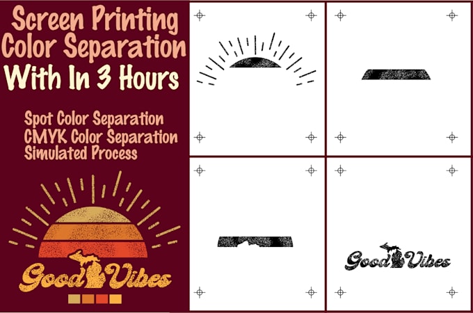 do color separation for screen printing within 3hour