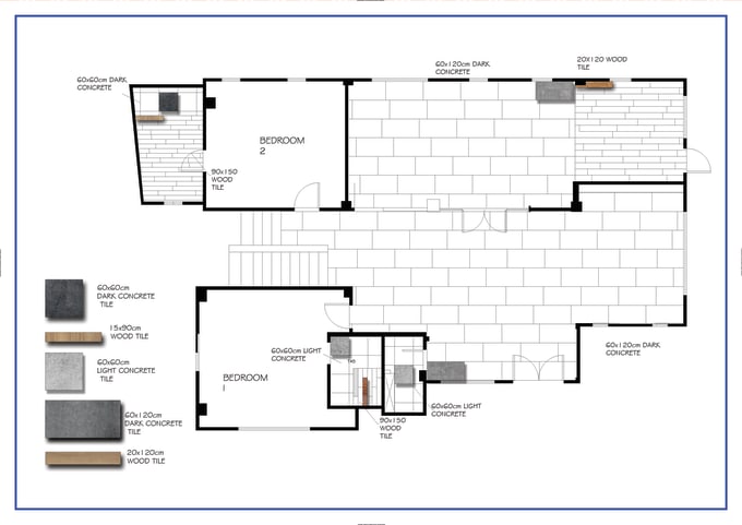 provide tile layout for floor plans and elevations