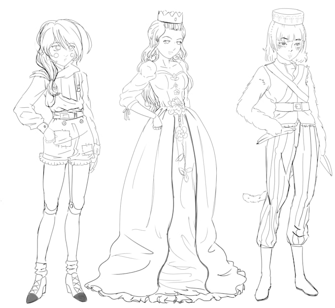Linear Character Do character lineart sketches for you by Josesunsets | Fiverr