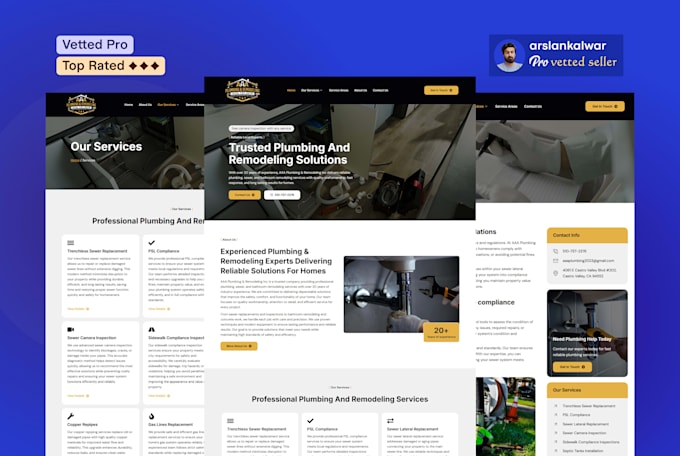 design electrician, painting, solar, handyman, plumbing website with SEO