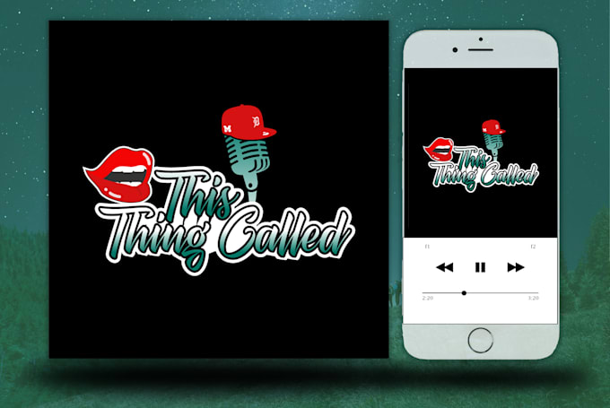 draw astonishing podcast logo design with cover art