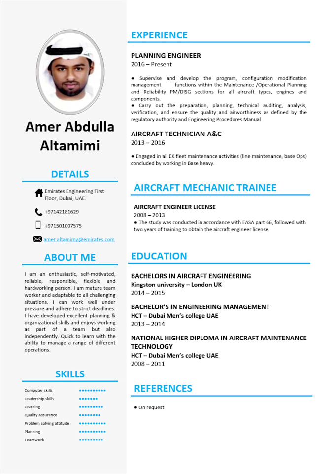 design professional resume, CV, curriculum vitae