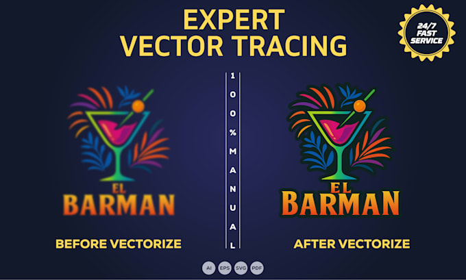 do manual vector tracing, redraw logo, convert image to vector in high quality