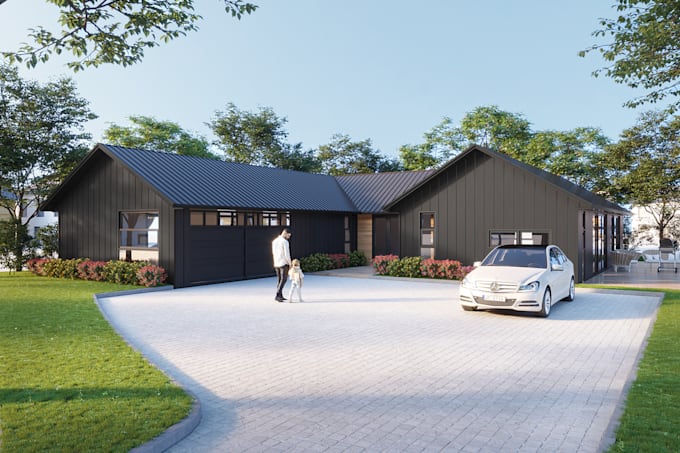 create a realistic 3d exterior rendering