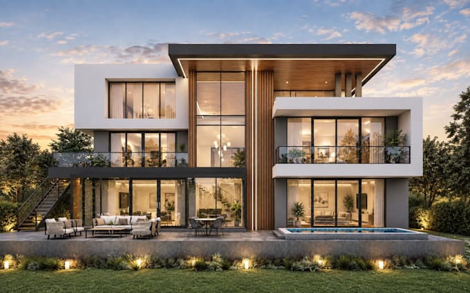 do photorealistic 3d architectural rendering and exterior design