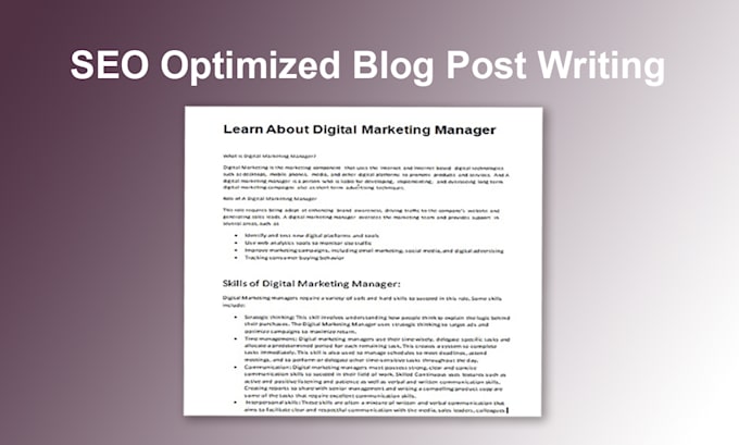 write SEO optimized unique articles, blog posts or product descriptions