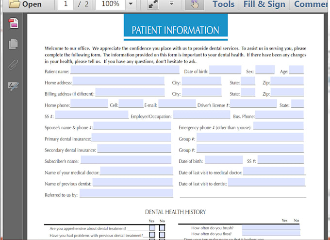 design an interactive fillable PDF form