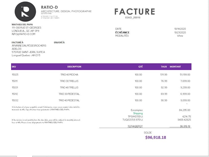design professional order forms, invoices and business documents