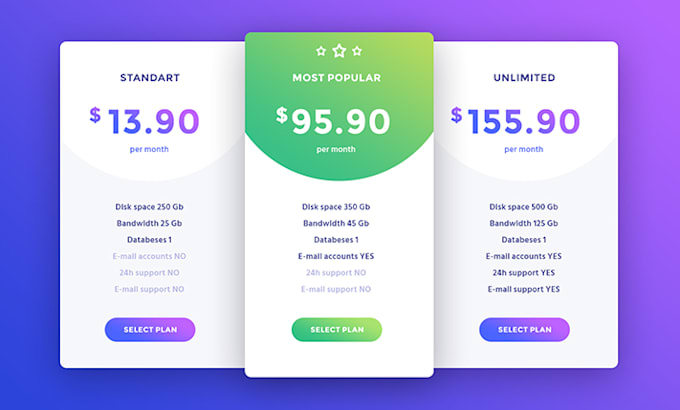Design html pricing table or price list design psd, pdf by Weboctopus ...