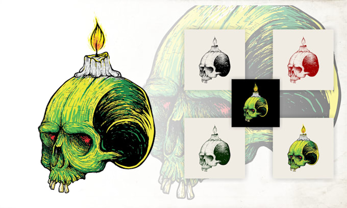 draw a skull illustration logo in my style