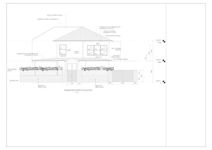 draw architectural elevation and section in auto cad