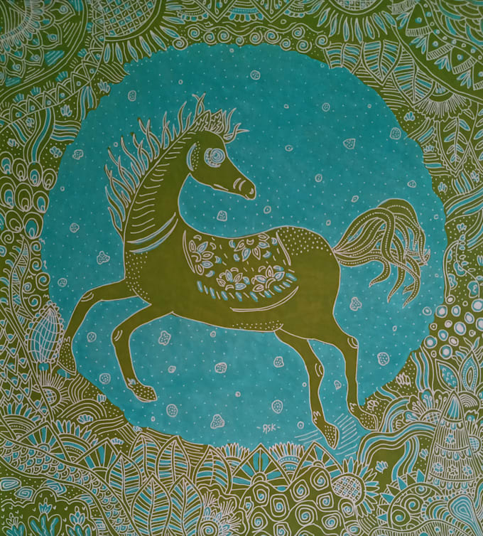 draw uniq vignette illustration for design batik