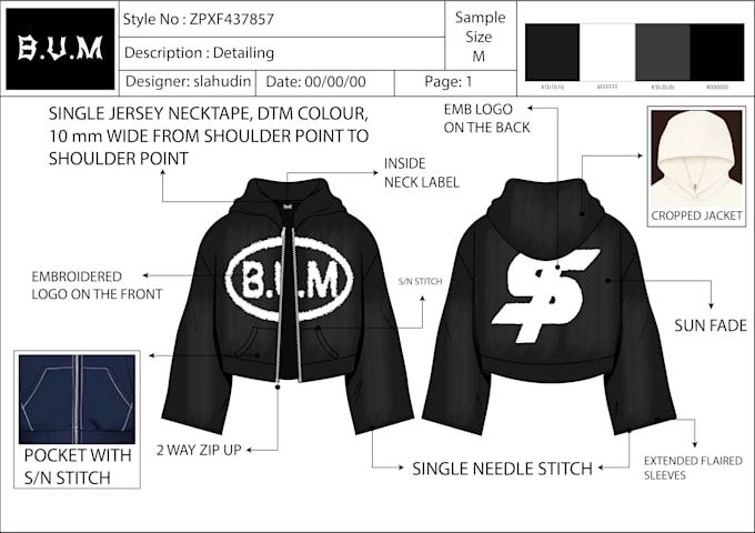 create fashion and apparel clothing tech pack and mockups